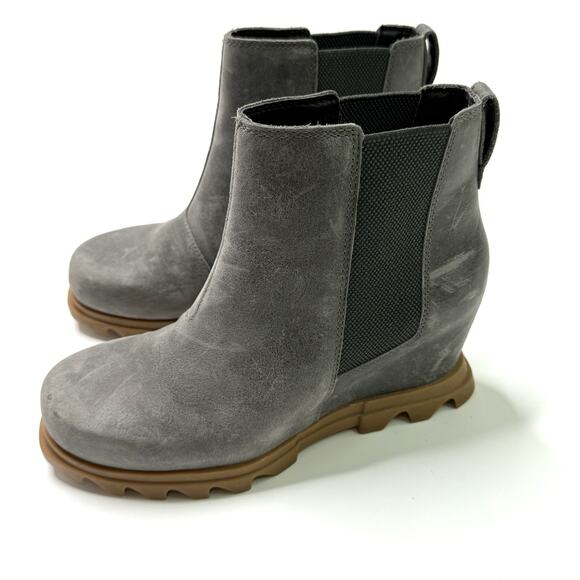 Sorel Boots Womens 8.5 Joan Of Arctic Wedge III Chelsea Gray Pull On NL4355-052 - Picture 1 of 12
